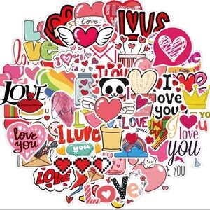 Colorful Love-Themed Sticker Set 50ct Valentines